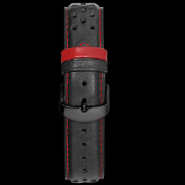 Watch Band Pierre Lannier Leather Black / Red Stitching - Steel buckle BRA046A2253