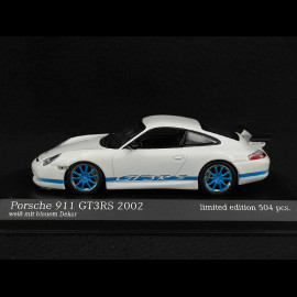 Porsche 911 GT3 RS Type 996 2002 Carraraweiß / Mexicoblau 1/43 Minichamps 403062029