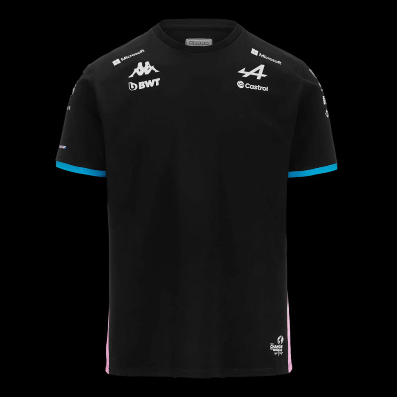 Alpine T-shirt F1 Team BWT 2024 Gasly Ocon Adiry Jersey Black / Blue / Pink Kappa 321P4TW_A01 - Men