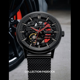 Pierre Lannier Automatic Watch Set Paddock Made in France Leather or Metal bracelet Black / Red 385C439
