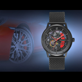 Pierre Lannier Automatic Watch Set Paddock Made in France Leather or Metal bracelet Black / Red 385C439