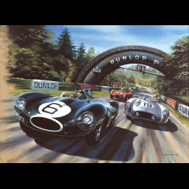 Banner Jaguar Typ D & Mercedes 300 SLR 24h Le Mans 1955 Originaldesign von Benjamin Freudenthal