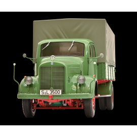 Mercedes-Benz L3500 Truck Covered flatbed 1951 Reseda green 1/18 Schuco 450050100