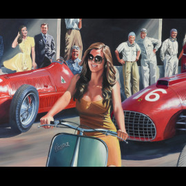 Poster "Gina al Gran Premio di Monza" 1950 original drawing by Benjamin Freudenthal