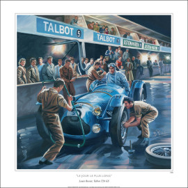 Poster Talbot-Lago T26 Louis Rosier 24h Le Mans 1950 original drawing by Benjamin Freudenthal