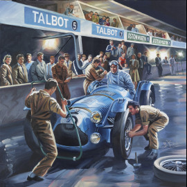 Poster Talbot-Lago T26 Louis Rosier 24h Le Mans 1950 original drawing by Benjamin Freudenthal