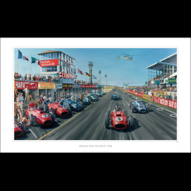 Poster "Grand Prix de Reims 1958" Mike Hawthorn Original Zeichnung von Benjamin Freudenthal