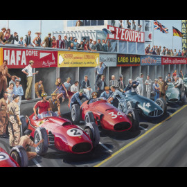 Poster "Grand Prix de Reims 1958" Mike Hawthorn original drawing by Benjamin Freudenthal