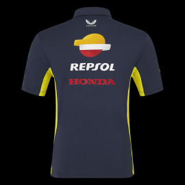 Honda Repsol HRC Moto GP Polohemd Joan Mir Schwarzes Irisblau / Sicherheitsgelb TU8069RE-063 - Unisex