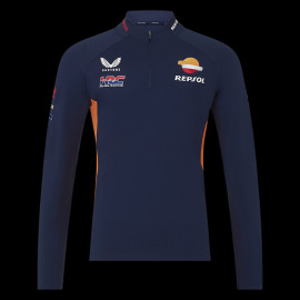 Honda Sweatshirt Repsol HRC Moto GP Mittelhoher Reißverschluss Schwarzes Irisblau / Orange TU5825RE-190 - Unisex