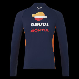 Honda Sweatshirt Repsol HRC Moto GP Mittelhoher Reißverschluss Schwarzes Irisblau / Orange TU5825RE-190 - Unisex