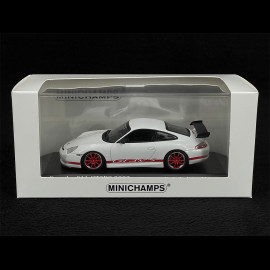 Porsche 911 GT3 RS Type 996 2003 Carraraweiß / Indischrot Streifen 1/43 Minichamps 403062028