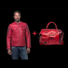 Duo 24h Le Mans leather jacket + Very Big Leather Bag Red