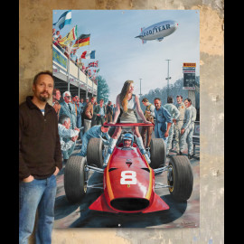 Banner "La Ragazza di Monza" Jacky Ickx Ferrari 312 Monza 1968 original design by Benjamin Freudenthal