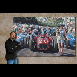 Banner "The day Ascari plunged into the harbor" GP Monaco 1955 original design by Benjamin Freudenthal