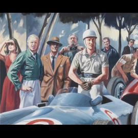 Banner "The day Ascari plunged into the harbor" GP Monaco 1955 original design by Benjamin Freudenthal