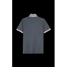 Eden Park Polo Shirt Cotton Pima contrasted Grey / Pink PPKNIPCE0007-GRF - men