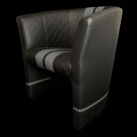 Tub chair Racing Inside black / white / pépita fabric
