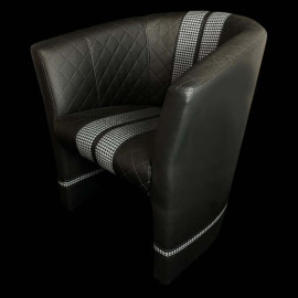 Tub chair Racing Inside black / white / pépita fabric