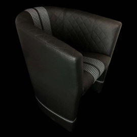Tub chair Racing Inside black / white / pépita fabric