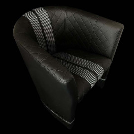 Tub chair Racing Inside black / white / pépita fabric
