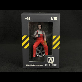 Figur Mann Mechaniker in der Pause auf dem Rad sitzend Diorama 1/18 Premium 18025