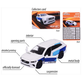 Volvo V90 White Blue Racing Cars 1/59 Majorette 212084009SMO