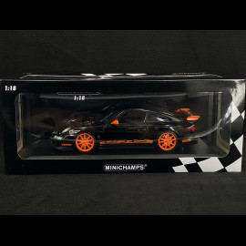 Porsche 911 GT3 RS Type 997 2007 Black / Lava Orange Stripes 1/18 Minichamps 155062121