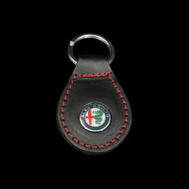 Alfa Romeo Keyring Black Leather Red Stitching