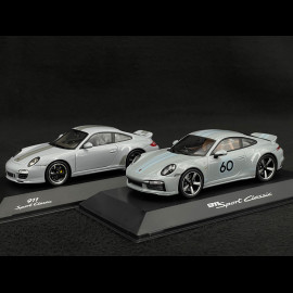 Duo Porsche 911 Sport Classic Type 992 2022 & Type 997 2010 Sport Grey Metallic 1/43 Spark WAP0200100PSCG / WAP0200110RSCL