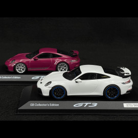 Duo Porsche 911 GT3 Type 992 RHD 2021 Ruby Red / Carrara White 1/43 Minichamps WAP0202710RGT3 / WAP0202720RGT3