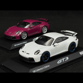 Duo Porsche 911 GT3 Type 992 RHD 2021 Ruby Red / Carrara White 1/43 Minichamps WAP0202710RGT3 / WAP0202720RGT3