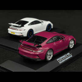 Duo Porsche 911 GT3 Type 992 RHD 2021 Ruby Red / Carrara White 1/43 Minichamps WAP0202710RGT3 / WAP0202720RGT3