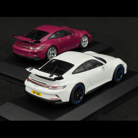 Duo Porsche 911 GT3 Type 992 RHD 2021 Ruby Red / Carrara White 1/43 Minichamps WAP0202710RGT3 / WAP0202720RGT3