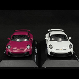 Duo Porsche 911 GT3 Type 992 RHD 2021 Ruby Red / Carrara White 1/43 Minichamps WAP0202710RGT3 / WAP0202720RGT3