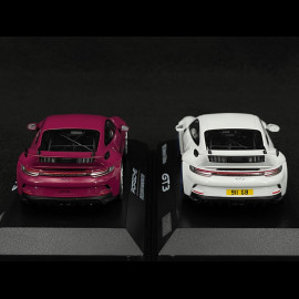 Duo Porsche 911 GT3 Type 992 RHD 2021 Ruby Red / Carrara White 1/43 Minichamps WAP0202710RGT3 / WAP0202720RGT3