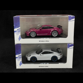 Duo Porsche 911 GT3 Type 992 RHD 2021 Ruby Red / Carrara White 1/43 Minichamps WAP0202710RGT3 / WAP0202720RGT3