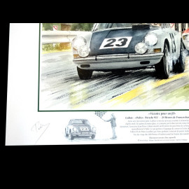 Porsche Poster 911 Francorchamps 1967 " Victoire pour un fil " autographed