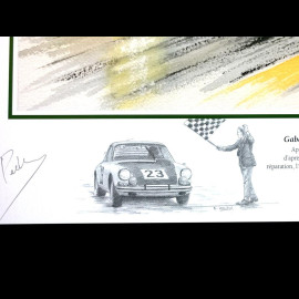 Porsche Poster 911 Francorchamps 1967 " Victoire pour un fil " autographierte