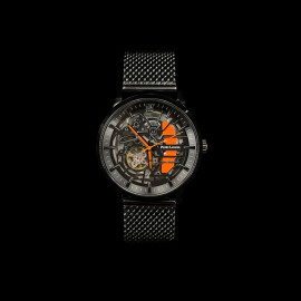 Pierre Lannier Automatic Watch Paddock Made in France Metal bracelet Black / Orange 338A459