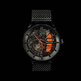 Pierre Lannier Automatic Watch Paddock Made in France Metal bracelet Black / Orange 338A459