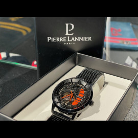 Pierre Lannier Automatic Watch Paddock Made in France Metal bracelet Black / Orange 338A459