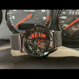 Pierre Lannier Automatikuhr Paddock Hergestellt in Frankreich Metallarmband Schwarz / Orange 338A459