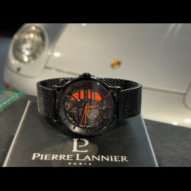 Pierre Lannier Automatic Watch Paddock Made in France Metal bracelet Black / Orange 338A459