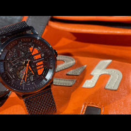 Pierre Lannier Automatikuhr Paddock Hergestellt in Frankreich Metallarmband Schwarz / Orange 338A459