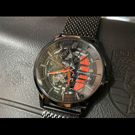 Pierre Lannier Automatic Watch Paddock Made in France Metal bracelet Black / Orange 338A459