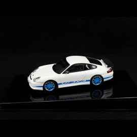 Porsche 911 GT3 RS type 996 2004 Carrara White Blue stripes 1/43 Autoart 60471