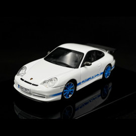 Porsche 911 GT3 RS type 996 2004 Carrara White Blue stripes 1/43 Autoart 60471