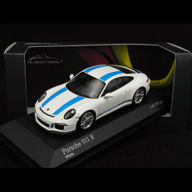 Porsche 911 R type 991 2016 white blue stripes 1/43 Minichamps 413066276