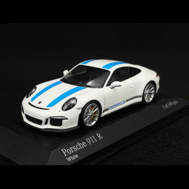 Porsche 911 R type 991 2016 weiß blaue Streifen 1/43 Minichamps 413066276